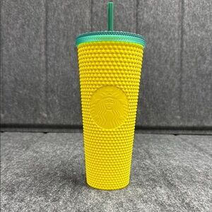 Starbucks Hawaii Collection Textured Yellow Tumbler with Green Straw